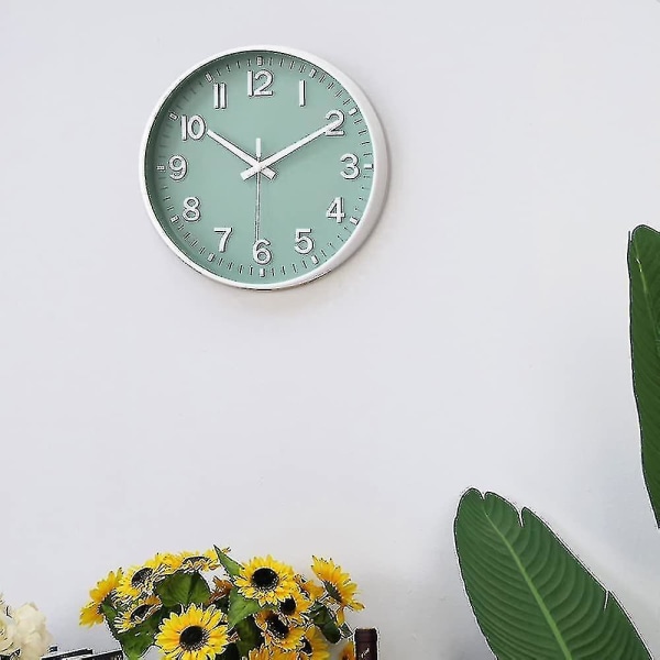 Seinäkello 30 cm Hiljainen Tikittävä kello Olohuoneeseen Makuuhuoneeseen Keittiöön Toimistoseinäkello Moderni Yksinkertainen Mute Sisustus (vaaleanvihreä)