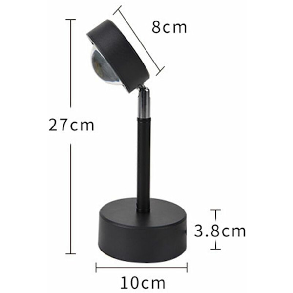 Solnedgångslampa, 180° roterbar solnedgångsprojektionslampa, moderna LED-projektorlampor, USB-projektionslampa röd solnedgångs nattlampa, lämplig för vägg