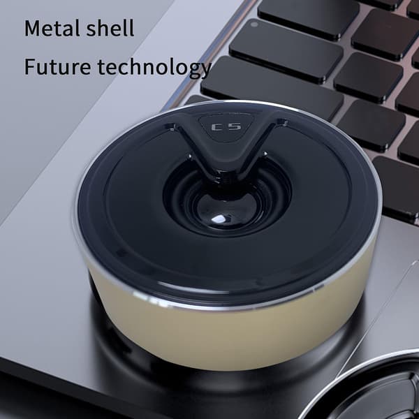 C5 Metall Bluetooth-högtalare Ring Trådlös Mini Aluminiumlegering Tung Bas Present (Guld)