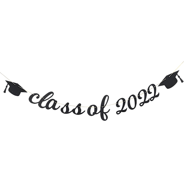 1 st Party Dekoration Klass av 2022 Pappersbanderoll Graduation Tema Vimpel (17,5X8CM, Svart)