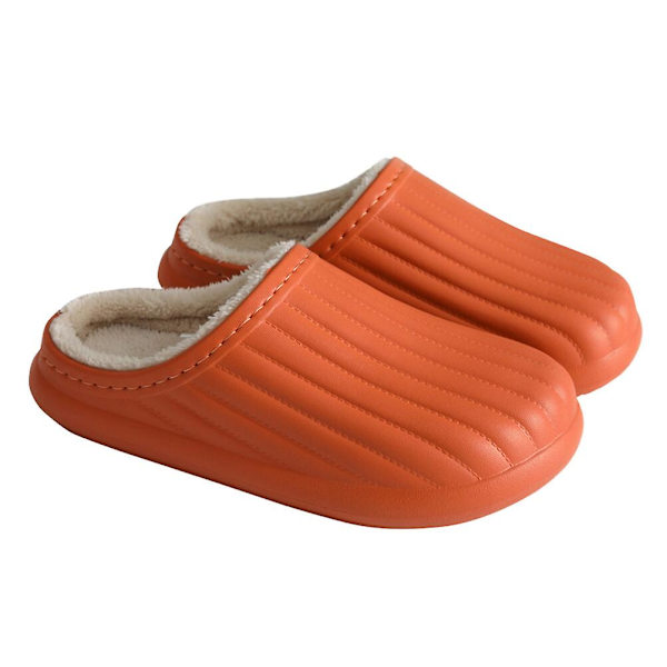 1 par plyschtofflor, inomhus halkfria tofflor, vintervarma tofflor (26X10X2.5CM, orange)