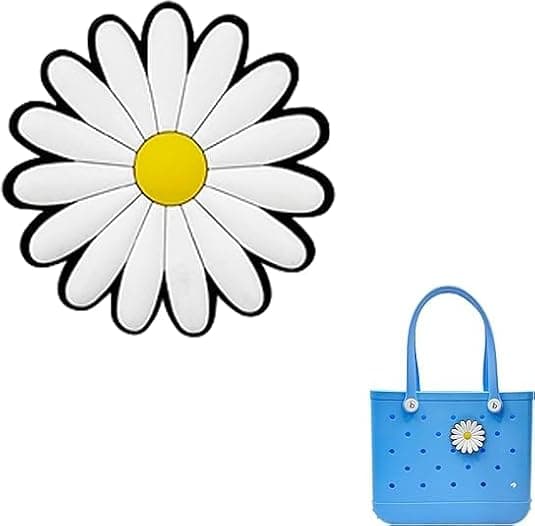 3-pack daisy-tema PVC-gummiväskor med dekorativa hängen