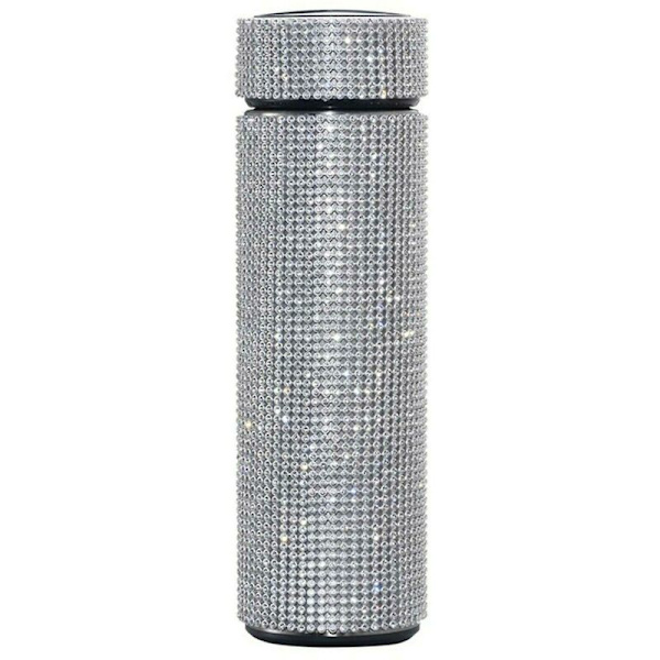 Kreativ diamant termosflaska smart display rostfritt stål vattenflaska 500ml