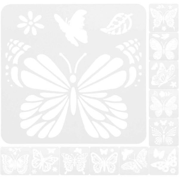 12 st ritmallar för ritning DIY handbok ritmallar ihålig målning mall (15X15 cm, vit)