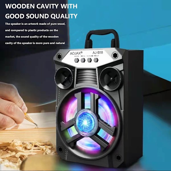 Portabla Bluetooth-högtalare med dubbla subwooferbas Bluetooth 5.0 Trådlös högtalare Stöd FM-radio Litet stereoljudsystem för hemmafest (svart)