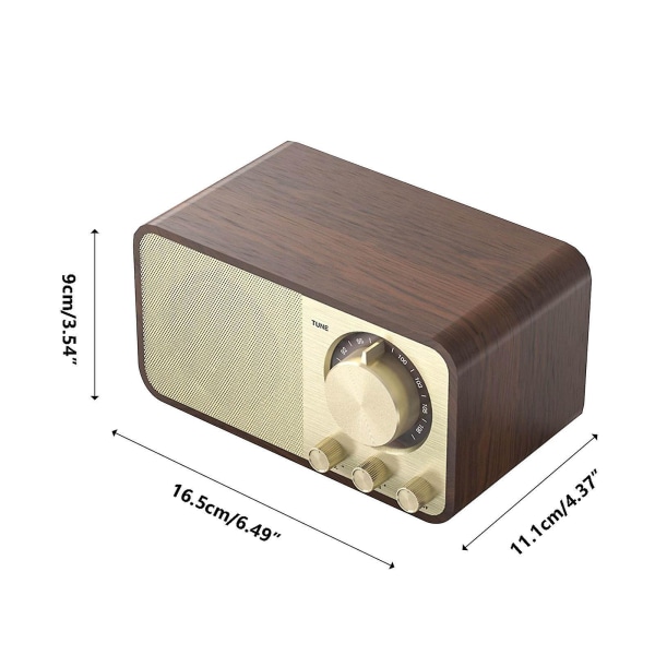 Retro Bluetooth-högtalare i trä, Bluetooth-ljud, subwoofer, stereoljud, plugin-radio (brun)