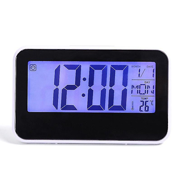 Stor tyst LCD-väggklocka med temperatur- och fuktighetsvisning, klocka med dag och datum, digital väggklocka för hemmakontor FPk