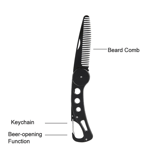 Rustfritt stål skjeggkam sammenleggbar for menn skjegg bart styling kam sammenleggbar kam