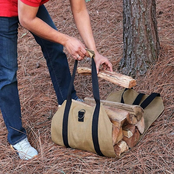 Canvas vedkorg. Stor kapacitet vedförvaringsväska. För verktyg, picknick, camping, packning, barns leksaker, husdjur