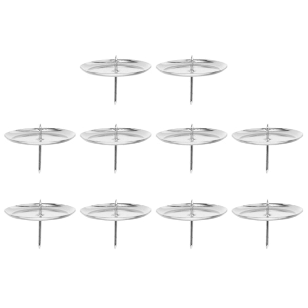 10 kpl metalliset kynttilänjalat Yksinkertaiset kynttilänjalat kotiin pyöreä kynttilänjalka (6x6cm, hopea)