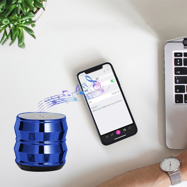5.0 metall mini Bluetooth -högtalarkoppling och bekväm utomhusplugg liten ljudinbyggd mikrofon (blå)