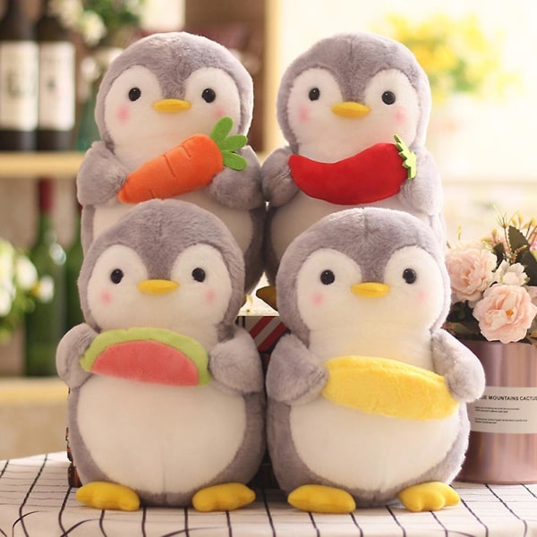 Sød pingvin, der krammer frugt plys udstoppet dukke børnelegetøj Home Decor Valentine gave（peber.）