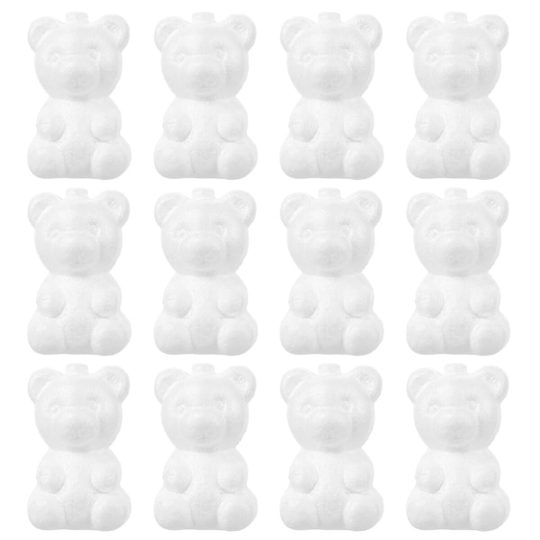 20-delars set söta björnformade roliga blomdekorationer (vita) (7,5 cm, vit)