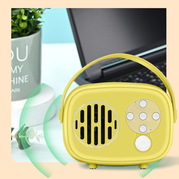 Cute Type 5.0 Mini Retro Bluetooth Audio HIFI Ljudkvalitet Handsfree-samtal kan vara handhållen Inbyggt 400 mah batteri（Gult）