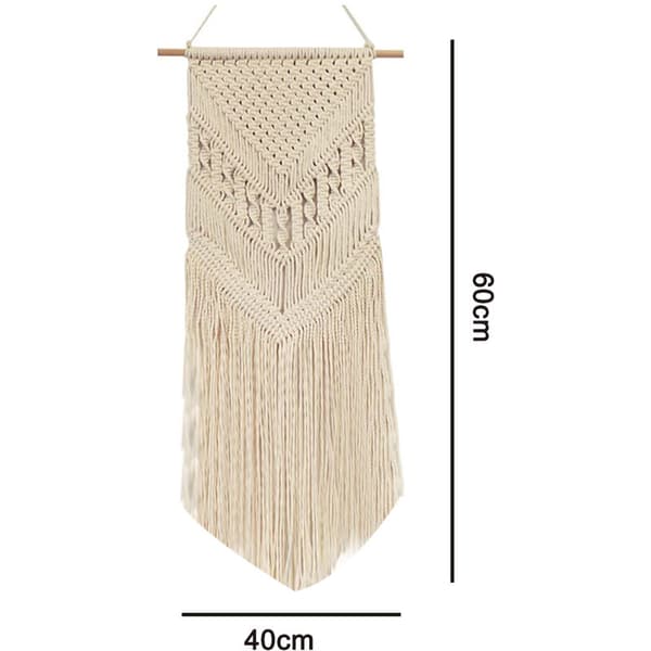 Handvävd Macrame Väggbonad Väggkonst Macrame Gobeläng för Sovrum Kontor Hem Väggdekor