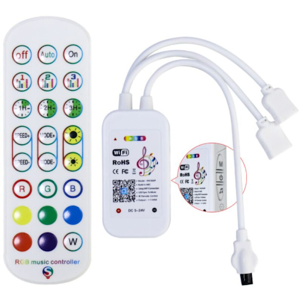 Klar 24-tangenters IR-fjärrkontroll och vit IR Bluetooth-kontroller för RGB LED-remsa 5050 SMD med ljus