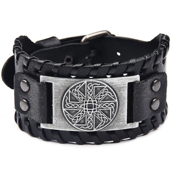 Amulet Woven Leather Heretic Bracelet With Bronze Irish Knot