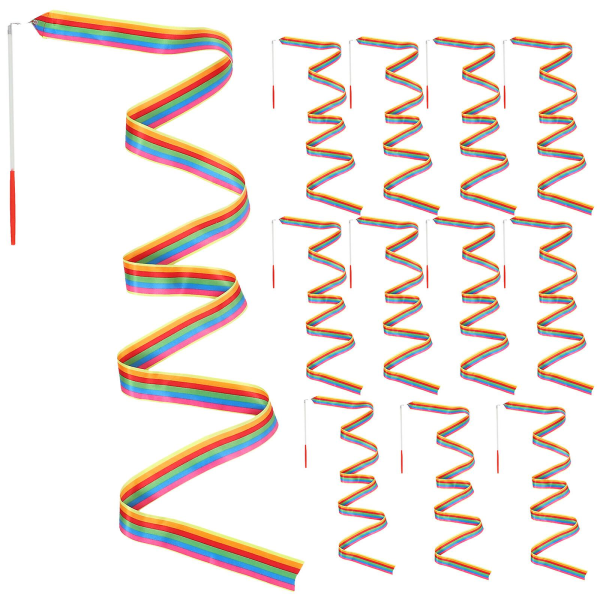 12 st gymnastikdansband, dansuppträdandeband, barnens uppträdandeband (2 meter) (230,00X4,50X0,10CM, färg)