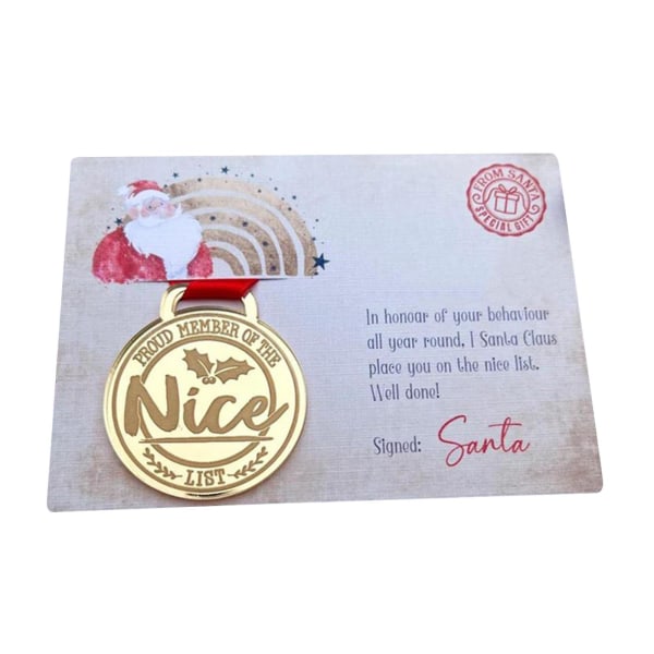 Sjov juleaften Nice List Medalje lykønskningskort