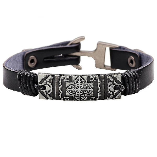 Läderarmband med korsmönster i legering