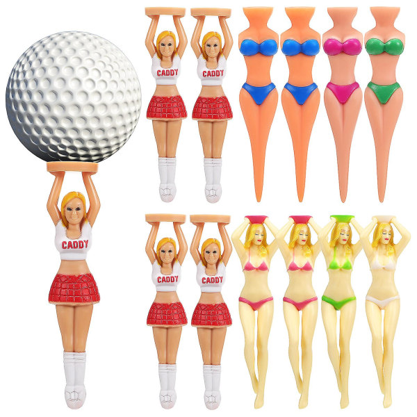 12-Pack Golf Tee Fun Dame Tee Cheerleader Golf Tee Golf Tee Golf Supplies (7.50X1.60X1.60CM, som vist på billedet)