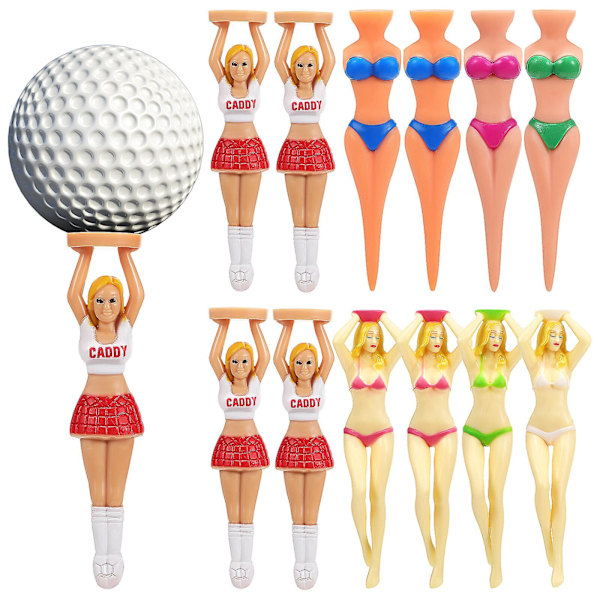 12-pack golftee roliga damtee cheerleader golftee golftee golftillbehör (7,50X1,60X1,60CM, som visas på bilden)