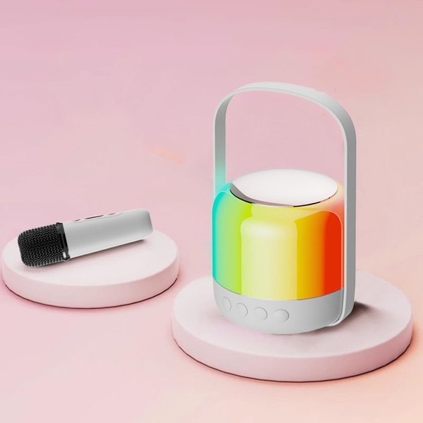 Bluetooth-högtalare utrustad med en mikrofon trådlös sång stor kapacitet lång batteritid bekväm för utomhusbärning (vit)