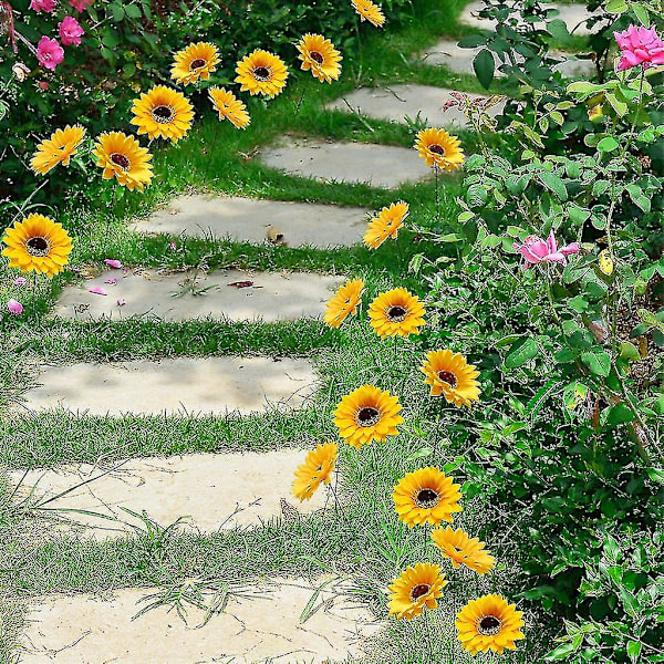 10 st solros trädgårdsinsatser gård gräsmatta prydnader blomkruka pinne dekoration