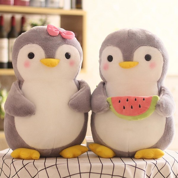Sød pingvin, der krammer frugt plys udstoppet dukke børnelegetøj Home Decor Valentine gave（peber.）