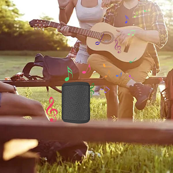 Bluetooth-högtalare i tyg med plugg-in, minstereo, utomhus, Bluetooth-högtalare, snygg extern belysning, lång batteritid, enhetsanslutning (svart)