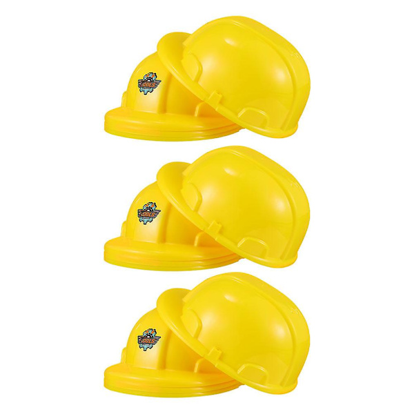 12-pack bygghattar för barn, plasthattar för byggfest (gul) (21 x 17,5 cm, gul)