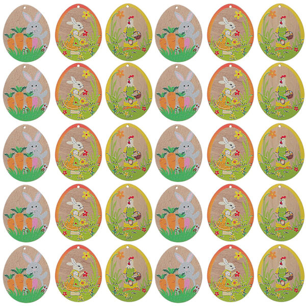 30-delad påskägg hängande dekoration inomhus påskägg hängande (7,60X6,00X0,10CM, flerfärgad)