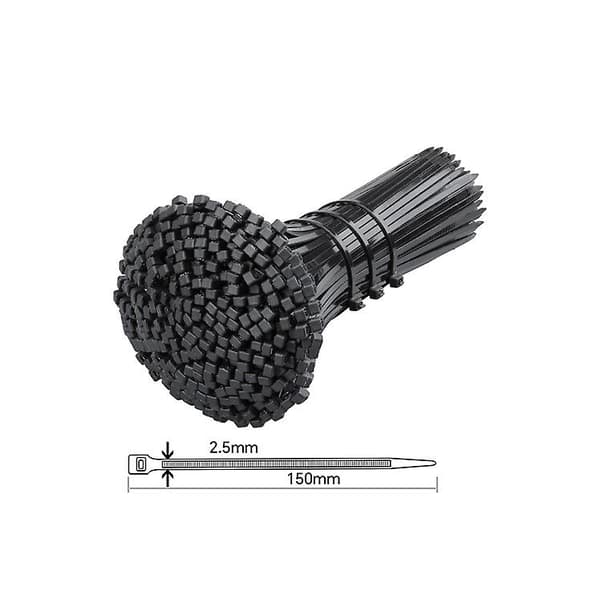 1000 professionelle kabelbindere 150 x 2,5 mm