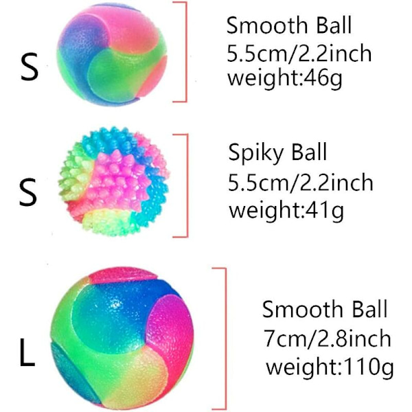 Hundboll LED Hund Leksak Boll Interaktiv Studsande Ljusboll med Glitter Studsande Hundboll Glitter Hund Leksak (4 Piggbollar)