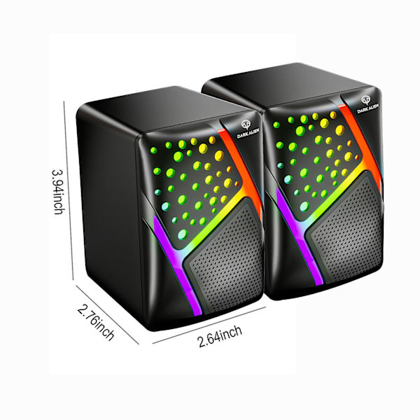 Ljusutsändande datorhögtalare USB mobiltelefon bärbar dator skrivbord minihögtalare Hifi stereoljud trådbunden subwoofer datorhögtalare 2 st (svart)（svart）