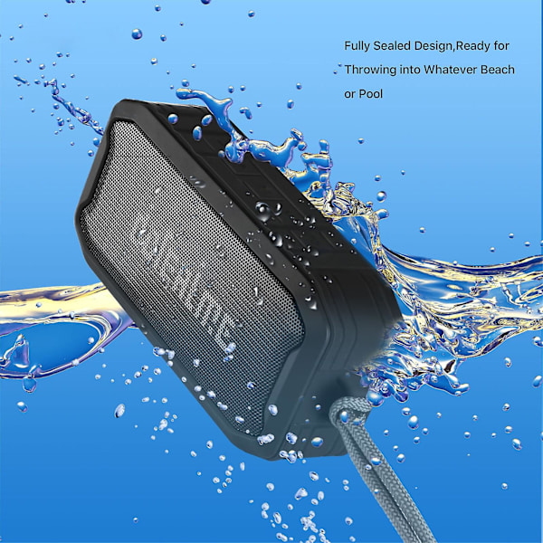 Den nya W02 Bluetooth-högtalaren är IP67,-border Multifunktionell（Svart）