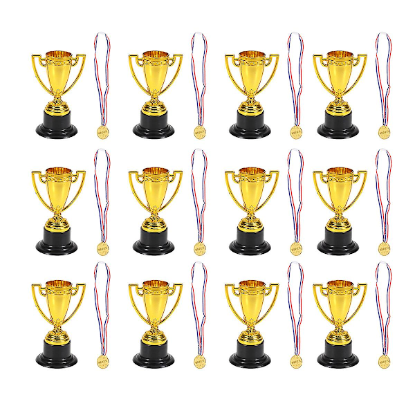 24 stykker børns sportslegetøj pokal legetøj medalje legetøj børn medalje pokal sæt medalje guldmedalje pokal (24 stykker, som vist på billedet)