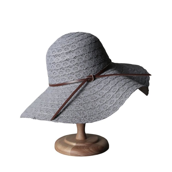 Hatt, Dam bomull bred brätte solhatt metalltråd trim sommar UV-skydd strand vandring trädgård resor hakremsband, mors dag present (rosa)