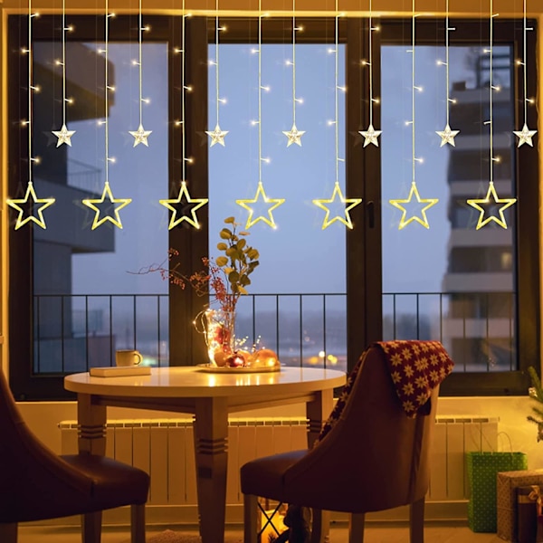 Led Ramadan heminredning, varmvit 3,5 m M6 stor 6 små stjärnor, lämplig för jul, bröllop, fester, väggar
