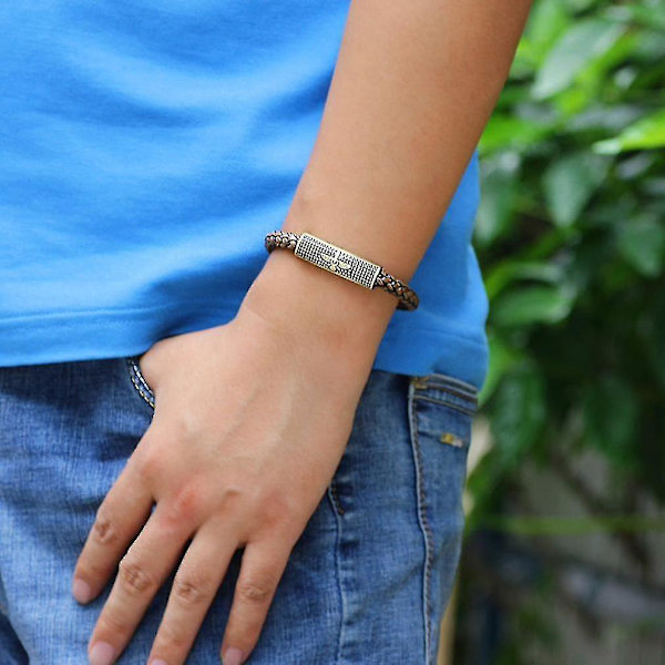 Texturerat vävt armband i vetefärg med flygande örnmönster