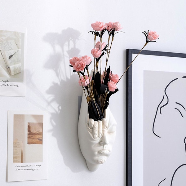 Ansiktskruka Krukhållare för väggdekor Resin Väggmonterad Kruka Ansiktskruka Ansiktsblomkrukor för inomhus- och utomhusväxter Present till vänner och familj
