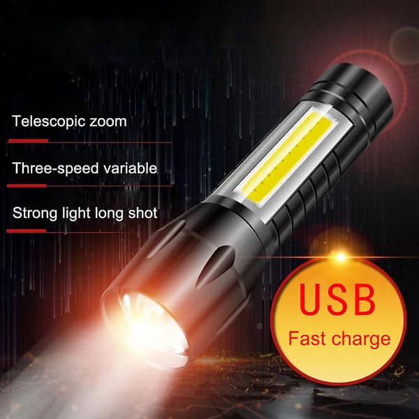 2023 Uusi Mini USB-taskulamppu ladattavalla akulla ja 4 valaistustilalla