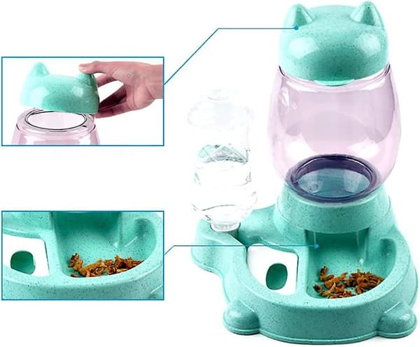 Vatten- och matdispenser för hundar och katter, automatisk vatten- och torrfoderdispenser