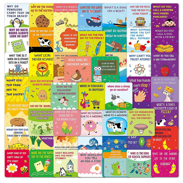 60 kpl Lunchbox Notes Lasten vitsikortit Sarjakuvalounaslaatikkokortit juhlakouluun (8,9x8,9 cm, keltainen)
