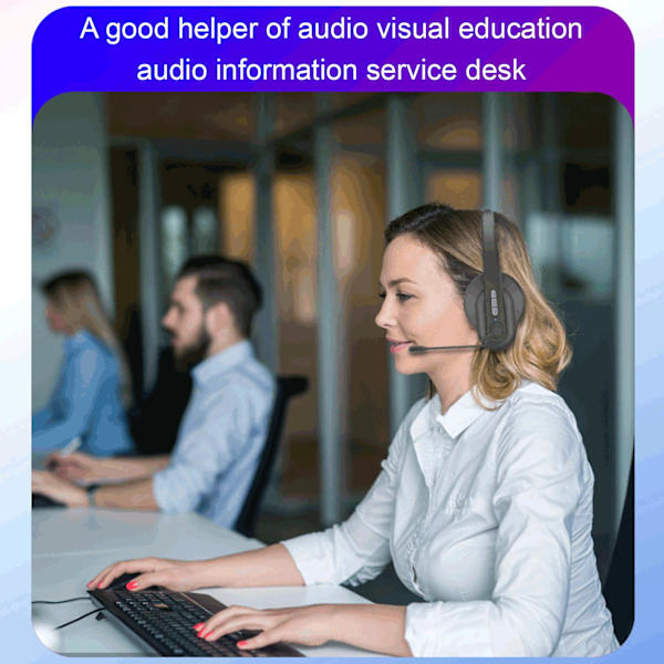 Bluetooth-headset med mikrofon, V5.0, trådlöst headset för mikrofon, telefon, kontor (svart)