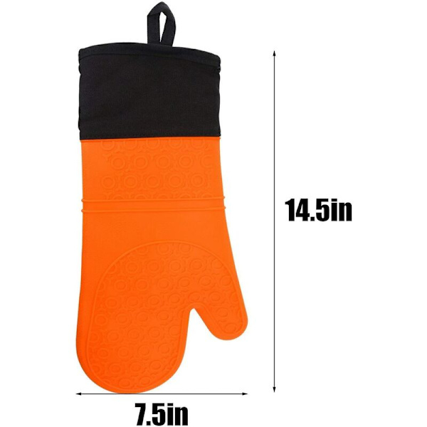 Ugnshandskar, Silikon Grytlappar Ugnsvantar Värmebeständiga Extra Långa Halkskyddade Köksvantar (Orange, 1 Par)