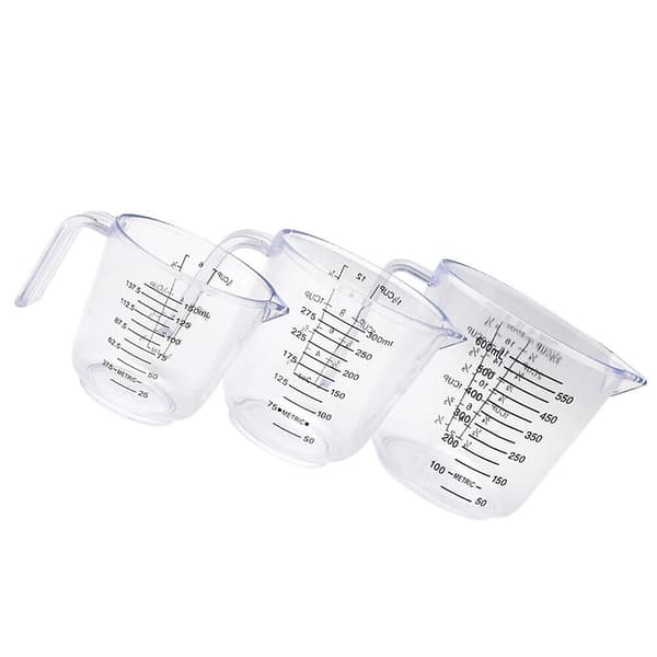 3 st plast mätkopp transparent mätkopp bakning mätkopp (600 ml, transparent 3 st)