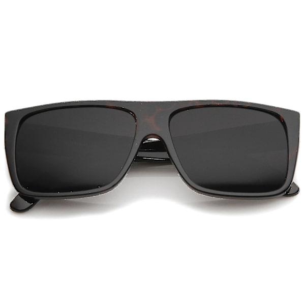 Retro Flat Top Bred Templen Eazy E Style Rektangulära Solglasögon 57mm（Sköldpadda Rök）