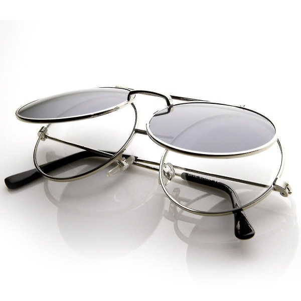 Ny 2023 Limited Edition Farve Flip-up Linse Rund Cirkel Django Solbrillerchangzhao（Sølv Røg）