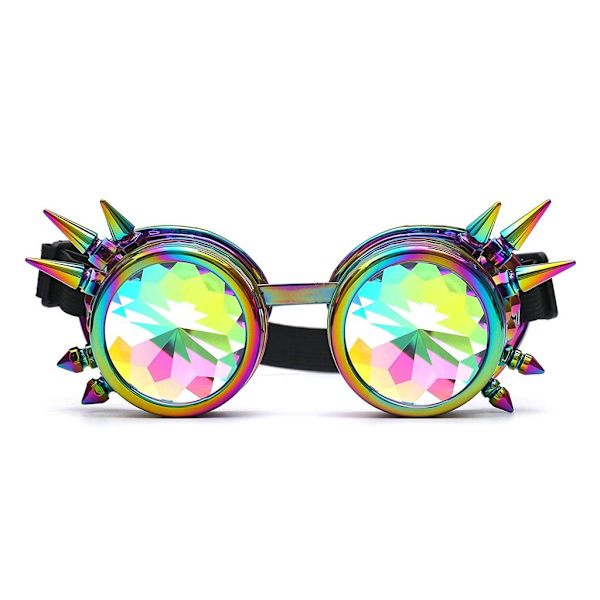 Vintage Rainbow Crystal Bling Glasögon Kalejdoskop Goth Nitar Kalejdoskop Steampunk Glasögon